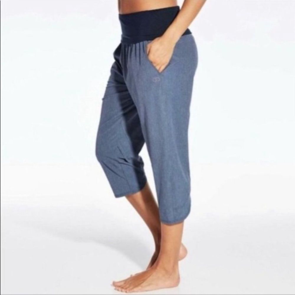 Calia By Carrie Underwood Anywhere Foldover Stretch Waist Maternity Capris Blue